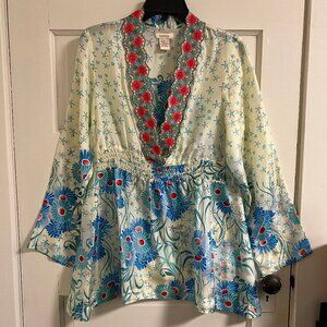 SUNDANCE FLORAL SILK BLOUSE SIZE M
